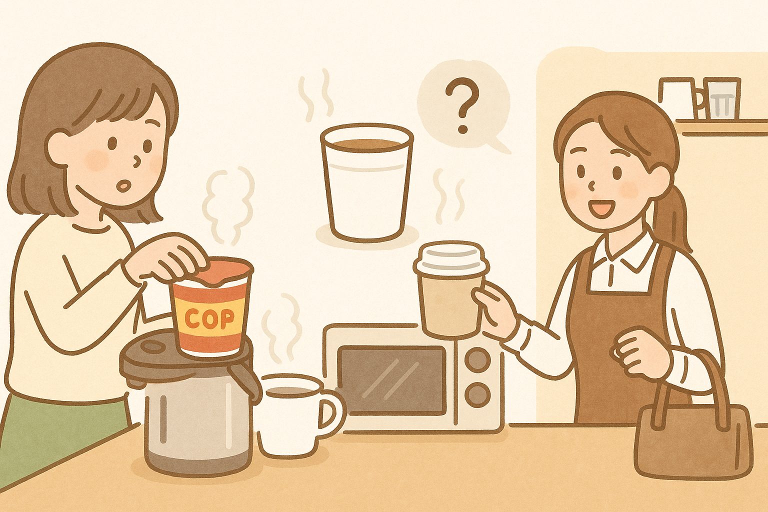 コンビニやカフェでお湯を調達する