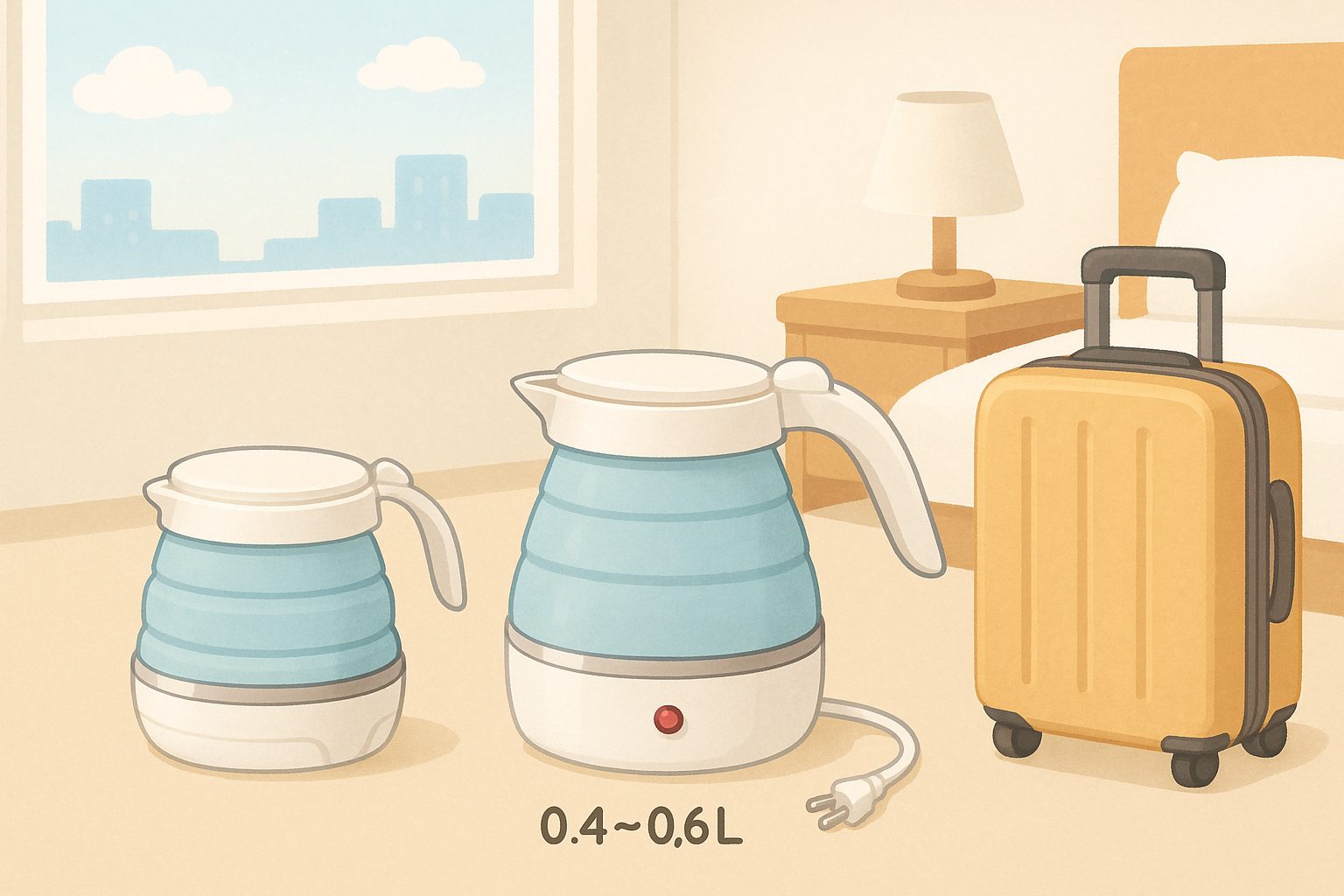 折りたたみケトルを持ち込む